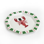 Octagonal Hand-painted Lobster Trinket Tray made of metal 