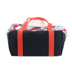 a large Rock Lobster canvas tote bag with a lobster pattern showing the bottom, against a white background.