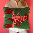 Rock Lobster Hooked-Wool Christmas Throw Pillow