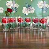 Vintage Run for the Roses Drinks Glasses, Set of 6