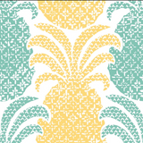 Round Hill outdoor wallpaper with yellow and blue pineapple pattern for a tropical-inspired look.