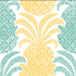 Round Hill outdoor wallpaper with yellow and blue pineapple pattern for a tropical-inspired look.