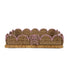 Scalloped hand-painted pink rattan tray with decorative ribbon detail and woven design.