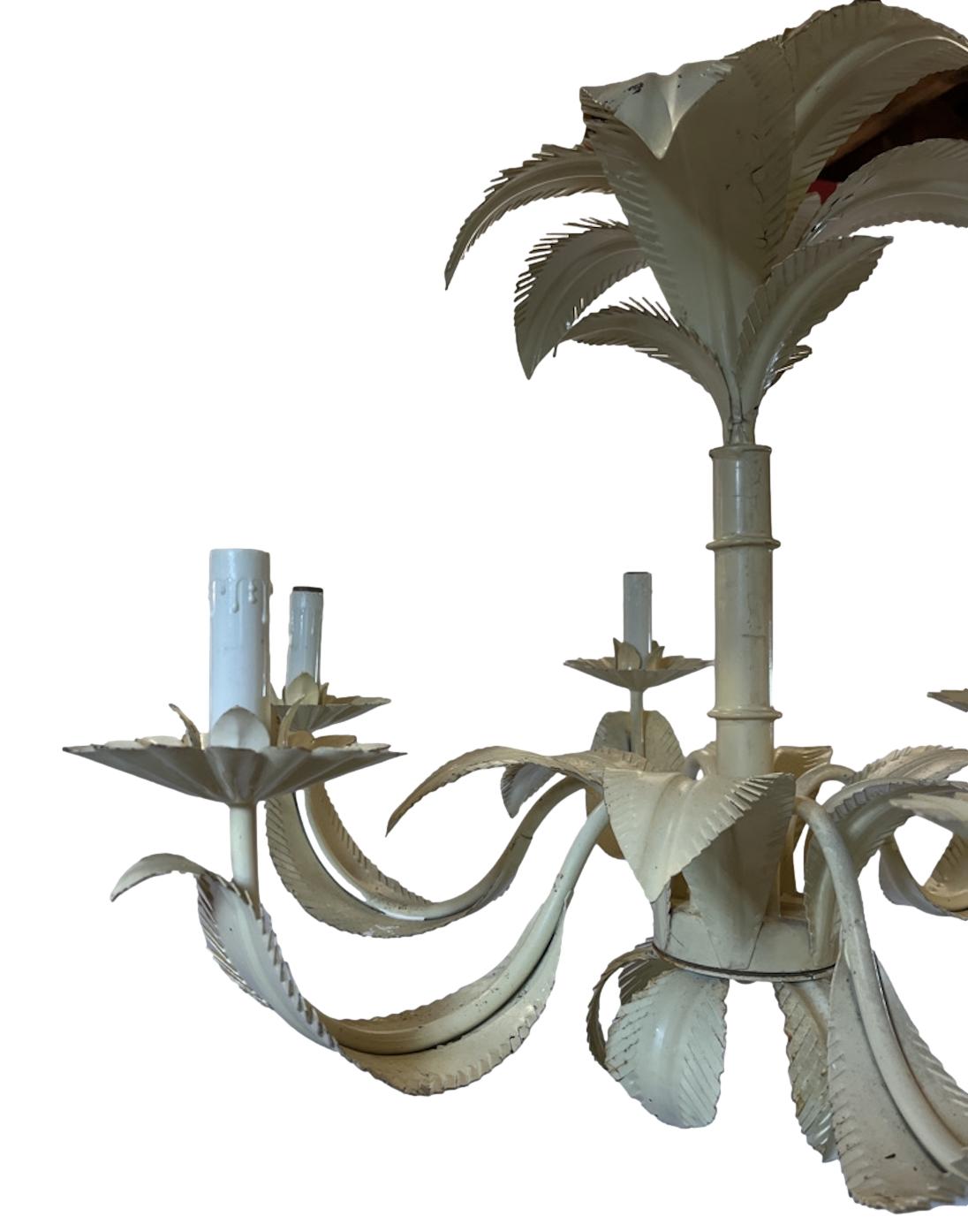 Vintage Palm Tole-Metal Chandelier