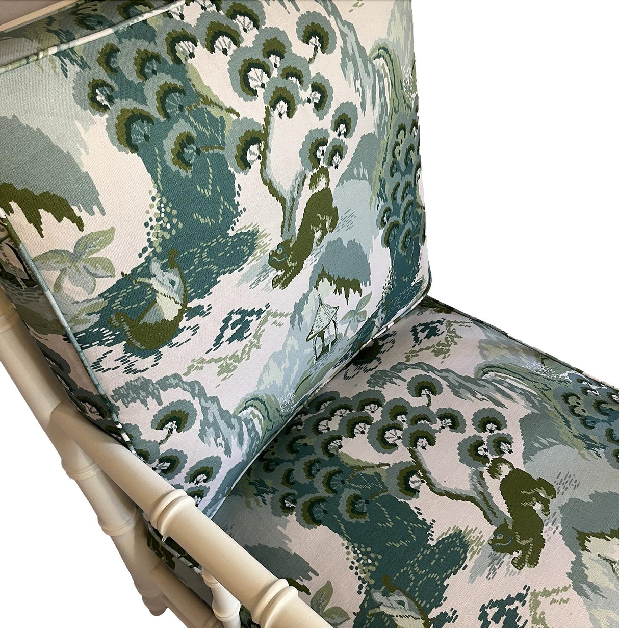 Faux-Bamboo Armchair w/Madcap Cottage Old Peking Upholstery