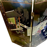 Vintage Low Four-Panel Chinoiserie Screen