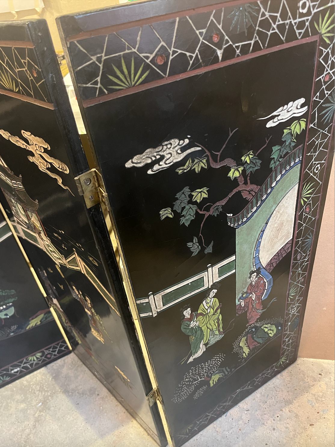 Low Four-Panel Chinoiserie Screen