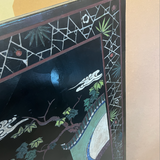 Vintage Low Four-Panel Chinoiserie Screen