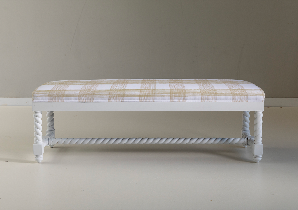 Grand Tour Bench with Gin Lane Swedish Blue Upholstery