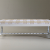 Grand Tour Bench w/Gin Lane Rhubarb Gingham Upholstery