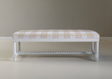 Grand Tour Bench with Gin Lane Rhubarb Upholstery