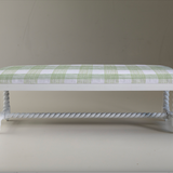 Grand Tour Bench w/Gin Lane Rhubarb Gingham Upholstery