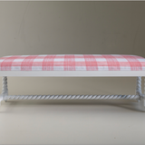 Grand Tour Bench w/Gin Lane Celery Green Gingham Upholstery