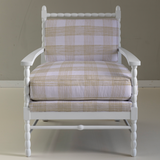 Think of England Armchair w/Gin Lane Rhubarb Gingham Upholstery