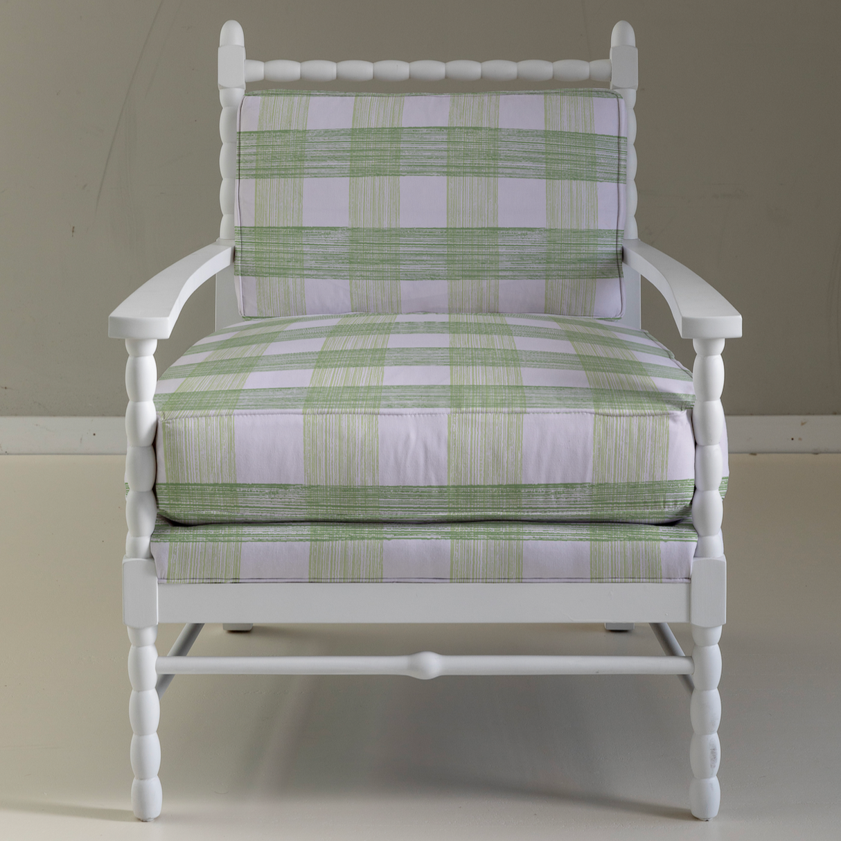 Think of England Armchair w/Gin Lane Celery Green Upholstery