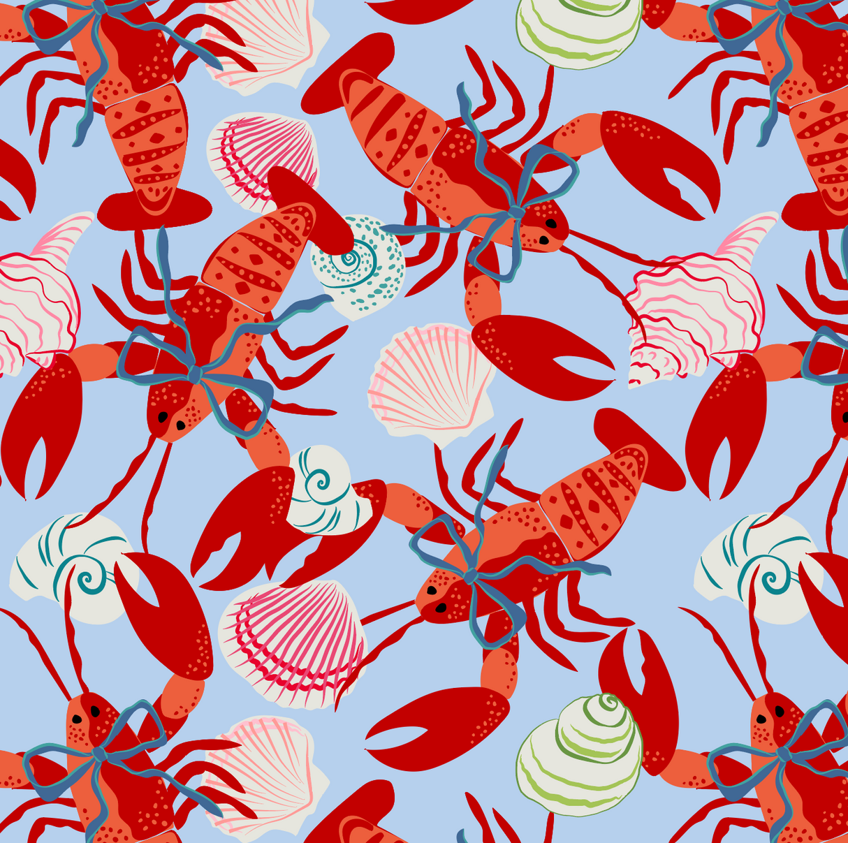 Rock Lobster Flame Red Cloth Dinner Napkins, Set of 2