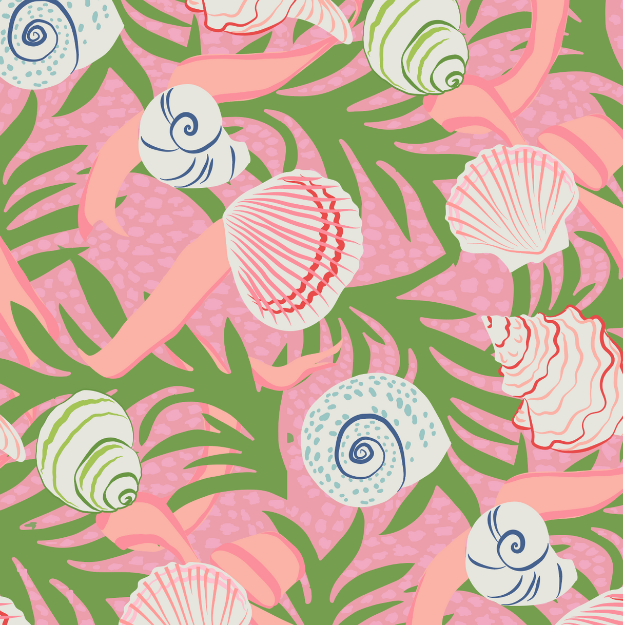 Shell Seekers Bahama Pink Cocktail Napkins, Set of 4