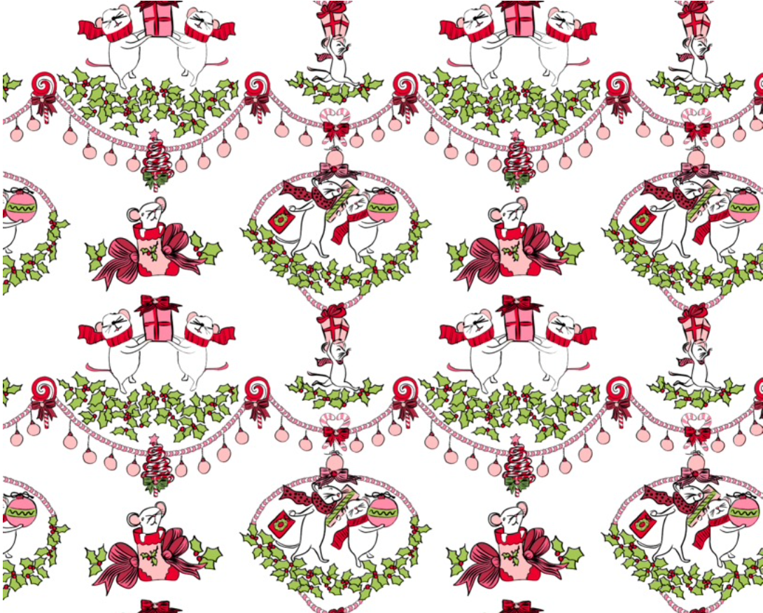 Christmas Mice No-Iron Tablecloth