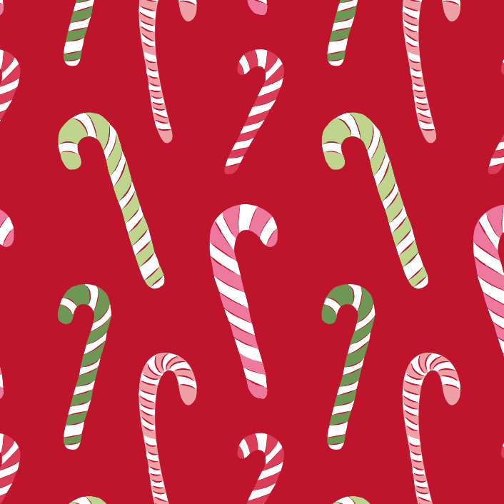 Dancing Candy Canes Red No-Iron Christmas Table Runner