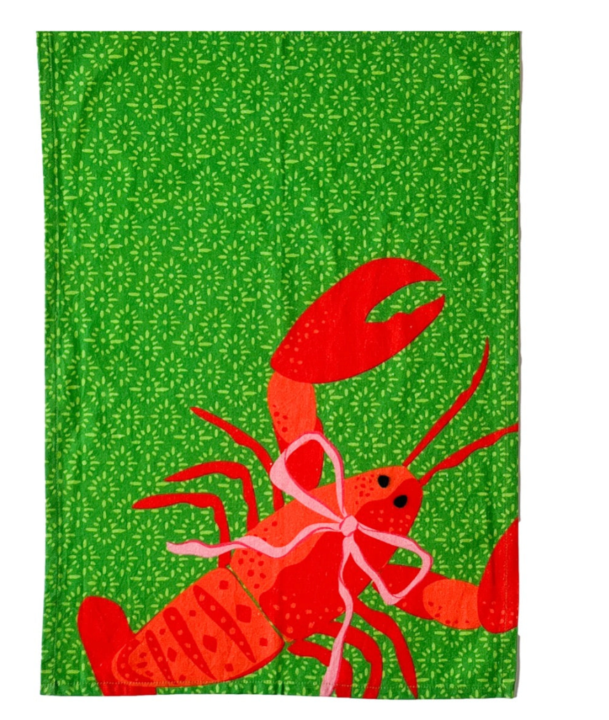 Shell Seekers Christmas Tea Towel/Lobster Tea Towel/Christmas Dish TowelGuest Towel