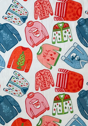 Holiday Sweaters and Frolicking Snowmen Christmas Tea Towel/Dish Towel/Guest Towel