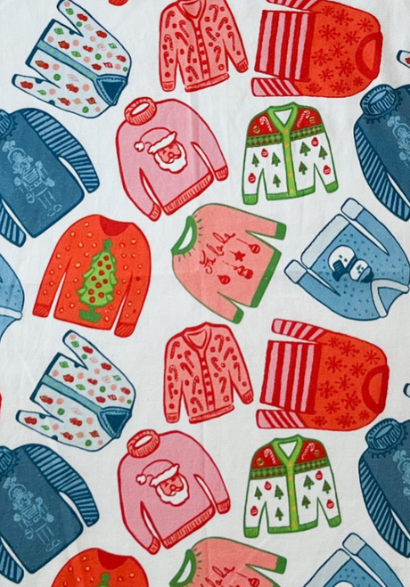 Holiday Sweaters and Frolicking Snowmen Christmas Tea Towel/Dish Towel/Guest Towel