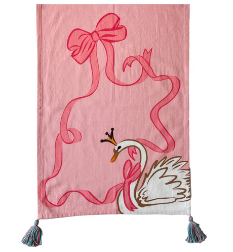 Nutcracker with Ribbons/Christmas Swan Tea Towel/Dish Towel/Guest Towel