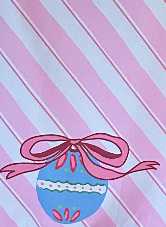 Candy Stripe and Darling Ornaments Christmas Tea Towel/Dish Towel/Guest Towel