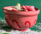 Small Ceramic Bowls w/Classic Christmas Motifs Light Green, Light Pink, Dark Pink, Green