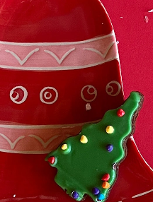 Ceramic Red/Green Bell Christmas Accent Plate