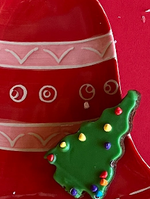 Ceramic Red/Green Bell Christmas Accent Plate