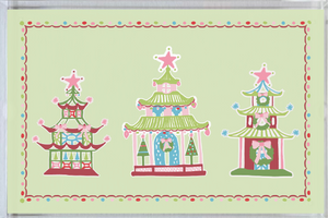 Festive Pagodas Rectangular Acrylic Tray, 2 Sizes