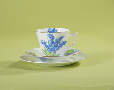 Vintage Bluebell English Bone China Dessert Set, Set of 18