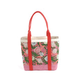 Shell Seekers Pink and Green Canvas Tote Bag, Large and Small