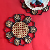 Shell design placemat/charger in navy blue
