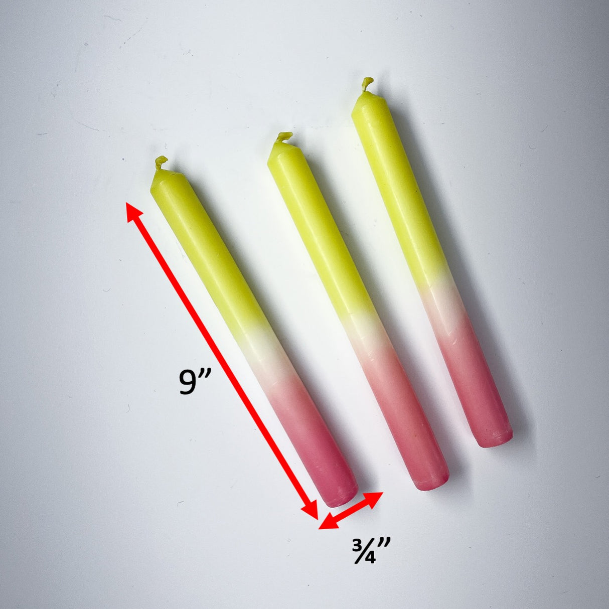 Pale Green/Misty Pink Taper Candles, Set of 3