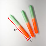 Orange-and-Green Taper Candles, Set of 3