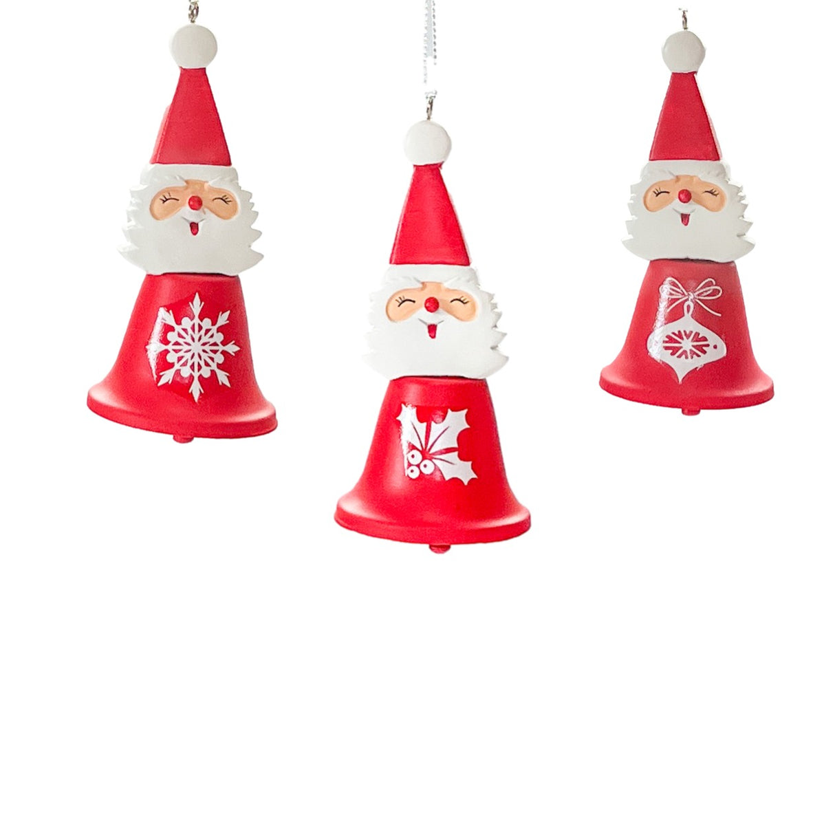 Santa Bell Christmas Ornaments, Set of 3