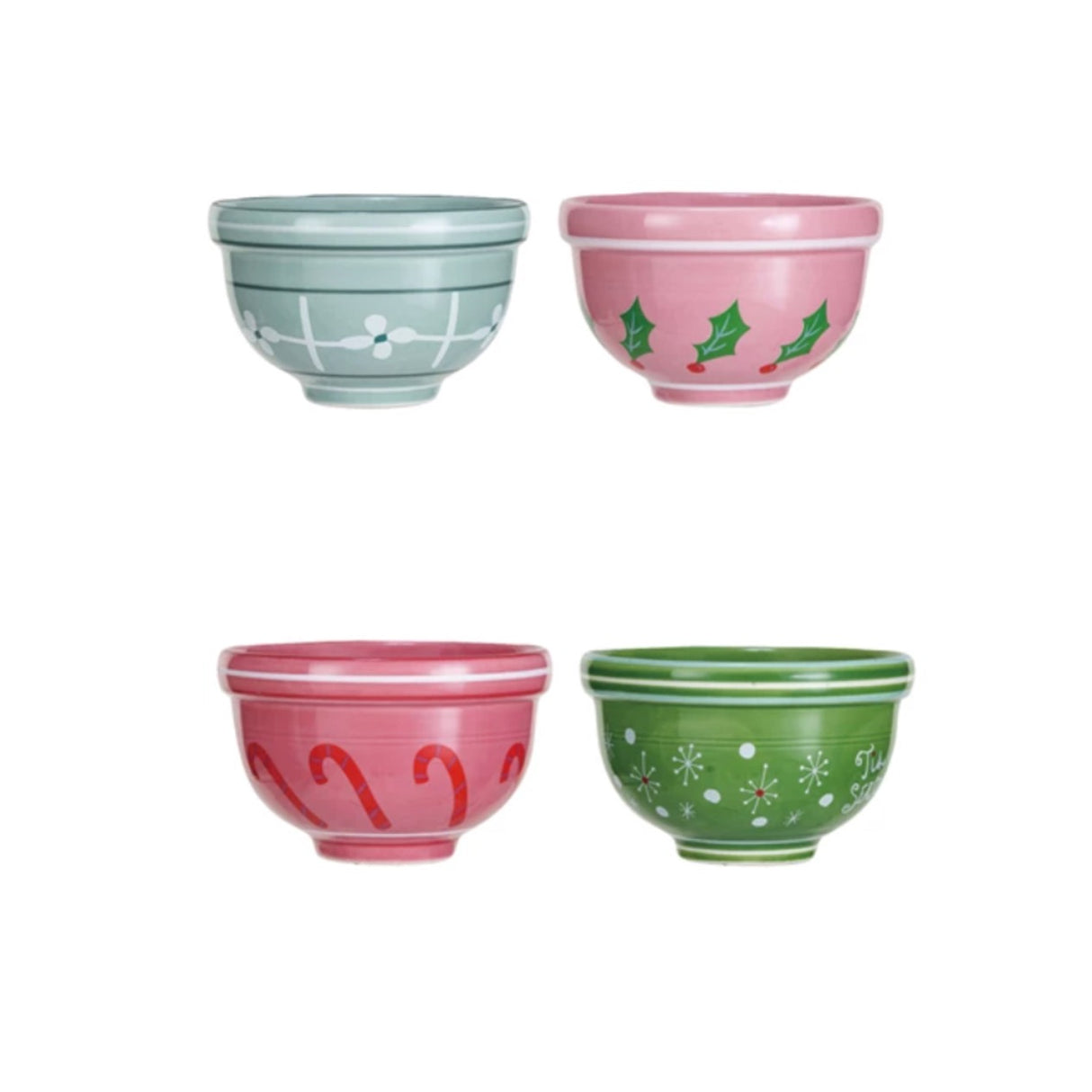 Ceramic Bowls w/Classic Christmas Motifs, Individual/Set of 4