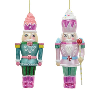 Colorful Glass Nutcracker Christmas Ornaments, Set of 2