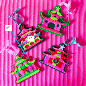 Handmade Felt Pagoda Christmas Ornaments