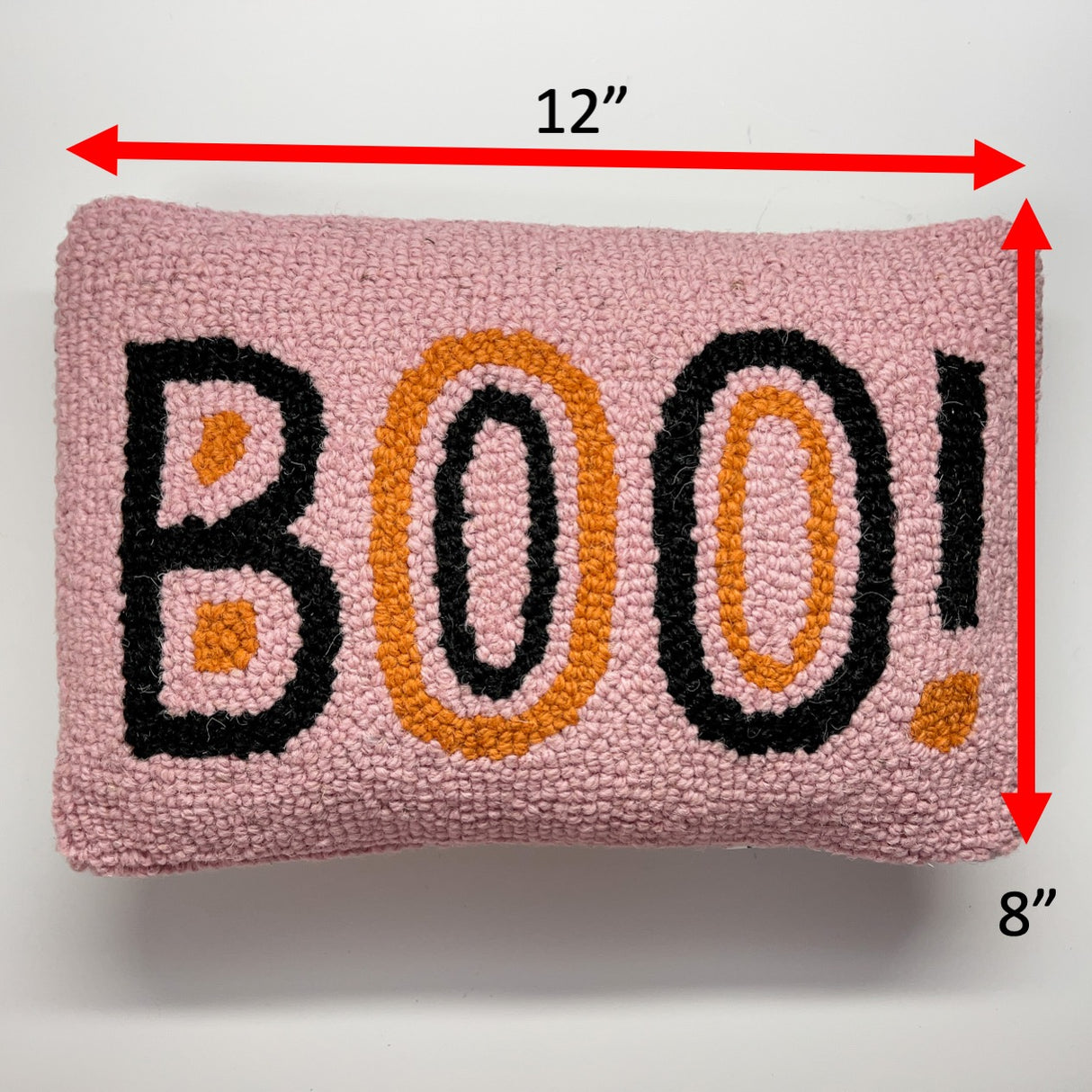 Boo! Hooked-Wool Halloween Accent Pillow