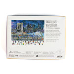 Back of the “Snowfall Over New York City” puzzle box showing artwork, description, and product details.