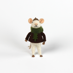 one felt mouse ornaments wearing cozy sweaters with a tree design — topped with a tiny acorn cap and ready to hang.
