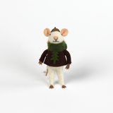 one felt mouse ornaments wearing cozy sweaters with a tree design — topped with a tiny acorn cap and ready to hang.
