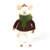 one felt mouse ornaments wearing cozy sweaters with a tree design — topped with a tiny acorn cap and ready to hang.
