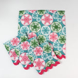 Snowflake Wonderland Christmas Cloth Dinner Napkins with Ric Rac, Set of 4
