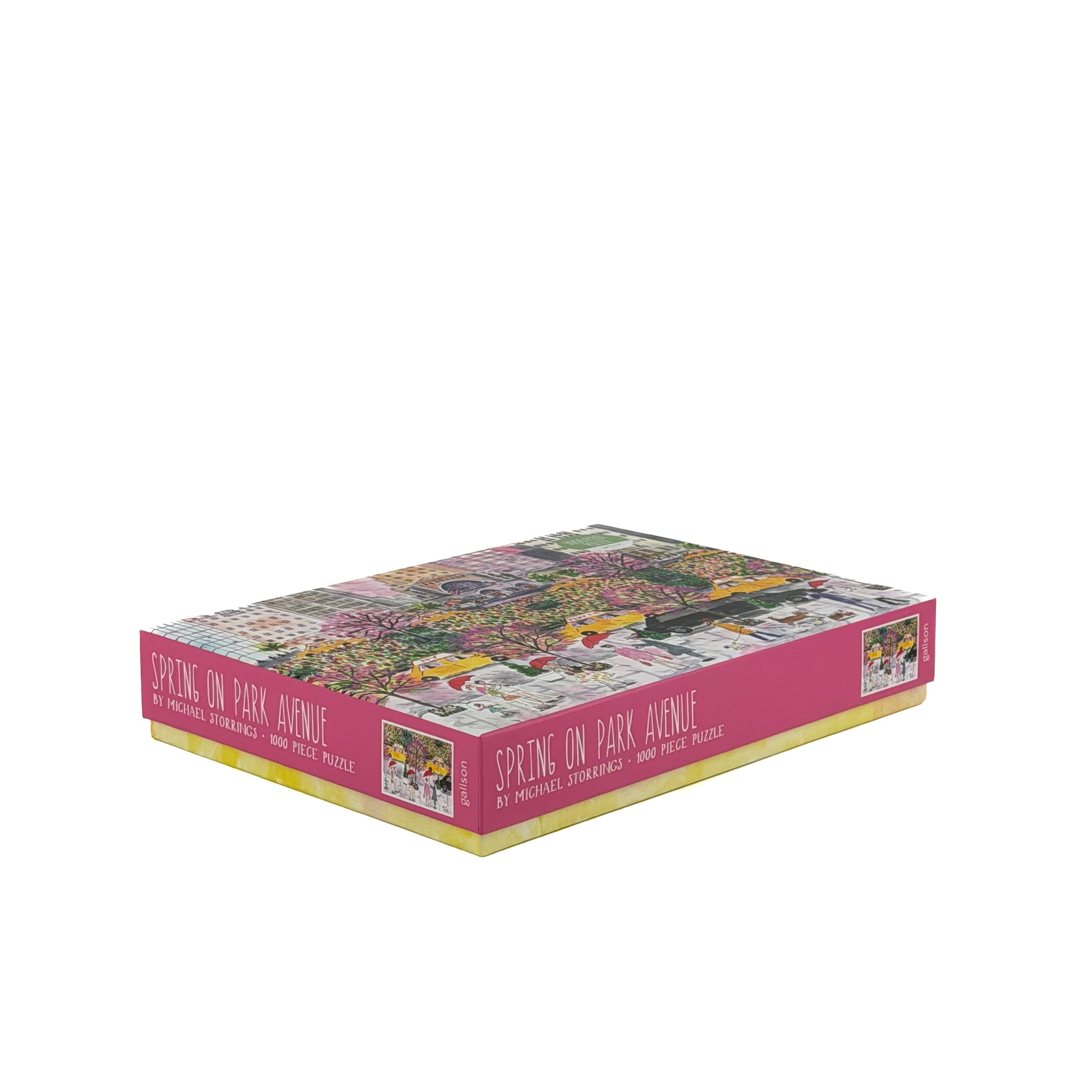 1000 piece jigsaw puzzle with spring city park scene in decorative box