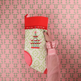 Pink Star Embroidered Pagoda Green Christmas Stocking