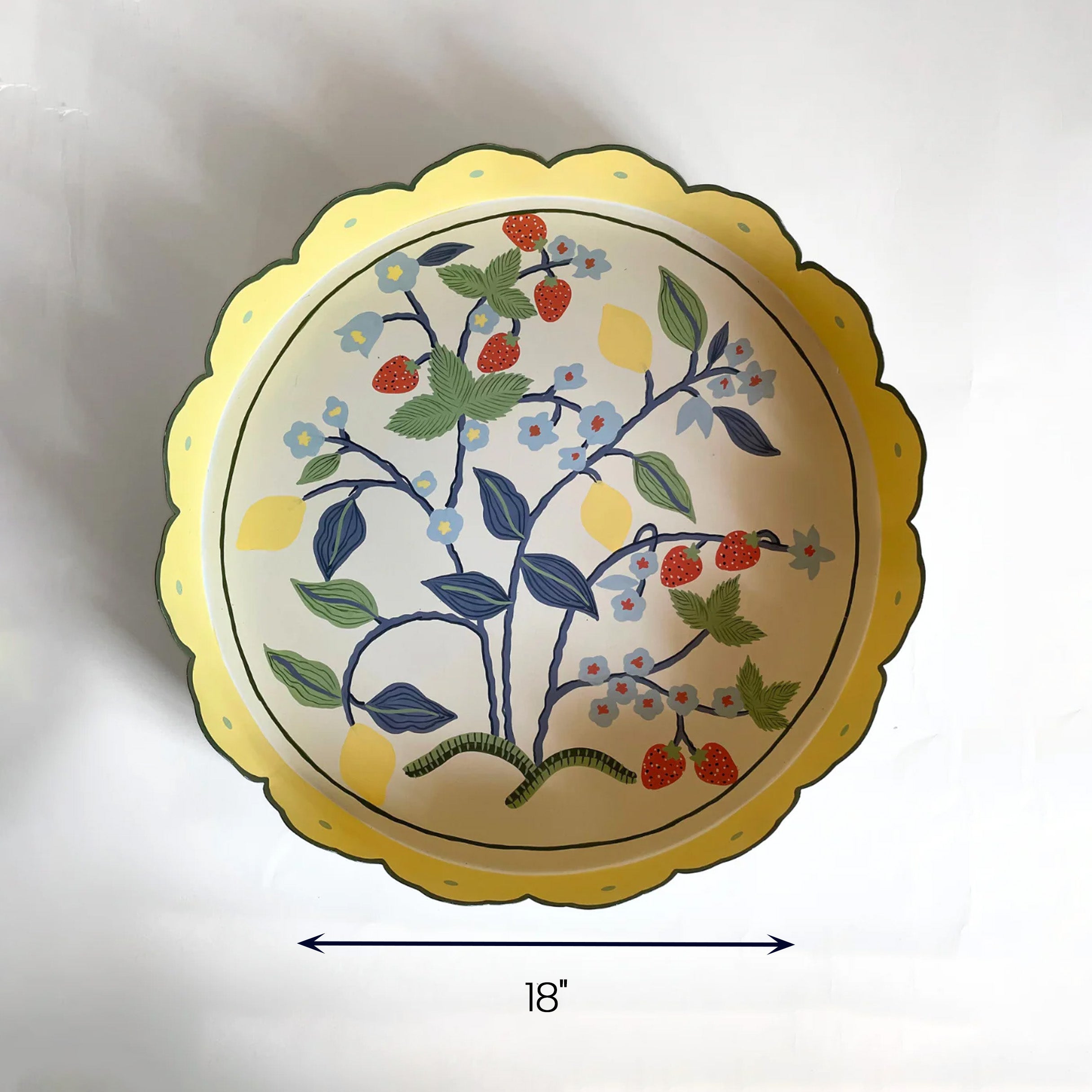 Strawberry Hill round tole metal tray, 18" diameter